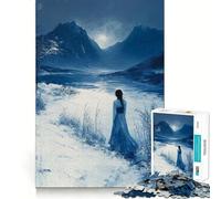 Puzzle da 1000 pezzi con figura solitaria in un paesaggio blu, ideale per ragazzi, gioco di logica, facile da usare, con bordi precisi, perfetto come regalo per le festività (38x52cm)