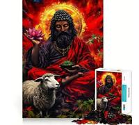 Puzzle da 1000 pezzi con figura spirituale di loto e pecora per ragazzi, gioco di logica e puzzle, divertente da costruire insieme, taglio di precisione, regalo elegante 38x26cm