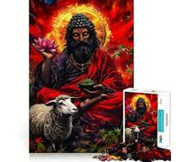 Puzzle da 1000 pezzi con figura spirituale, loto e pecora, ideale per ragazzi, stimolante per la mente e il tempo libero, con bordi precisi e un regalo pensato con cura 50x75cm