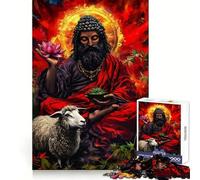 Puzzle da 1000 pezzi con figura spirituale, loto e pecora, ideale per ragazzi, stimolante per la mente e il tempo libero, con bordi precisi e un regalo pensato con cura 50x75cm