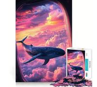 Puzzle da 1000 pezzi con finestra,cielo,aereo e balena,divertente gioco con tecnologia di taglio laser avanzata,giocattolo per interni per le vacanze (50x75cm)