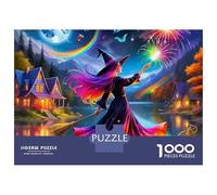 Puzzle da 1000 pezzi con finitura opaca, motivo: strega, danza magica stellata, per adolescenti, puzzle avanzati, per giornate piovose, tempo libero, hobby, divertimento, 70x50 cm/1000 pezzi