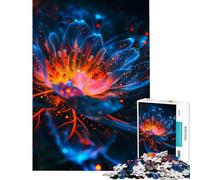 Puzzle da 1000 pezzi con fiore astratto luminoso blu e arancione Un gioco avvincente per coltivare la pazienza rilassante e antistress Un'ottima idea regalo (Dimensioni 50x75cm)