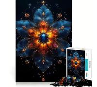 Puzzle da 1000 pezzi con fiore di gemme blu e arancioni,incastonabile finemente,divertente,stimolante per la mente,gioco tranquillo,regalo di Natale per il tempo libero 38x26cm