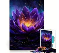 Puzzle da 1000 pezzi con fiore di loto viola e luce dorata, ideale per ragazzi, stimolante per la mente e per tutta la famiglia Dimensioni precise, regalo memorabile (38x52cm)