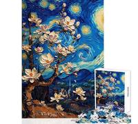 Puzzle da 1000 pezzi con fiore di magnolia di Van Gogh gioco rilassante taglio di precisione decorazione da parete ideale come regalo per tutta la famiglia (38x26cm)