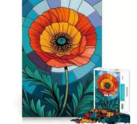 Puzzle da 1000 pezzi con fiore di papavero in stile vetrata artistica ideale per ragazzi per migliorare la memoria facile da realizzare e per il tempo libero con taglio preciso perfetto per decorare