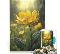 Puzzle da 1000 pezzi con fiore di ranuncolo giallo e gocce di rugiada decorazione da parete divertente antistress ideale come regalo 38x26cm