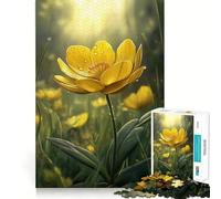 Puzzle da 1000 pezzi con fiore di ranuncolo giallo e gocce di rugiada,ideale per stimolare la concentrazione,con tecnologia di taglio laser avanzata,perfetto da portare in viaggio Gioco per