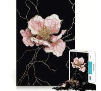 Puzzle da 1000 pezzi con fiore rosa e venature dorate, ideale per ragazzi Gioco di logica e divertimento, con bordi lisci ed elegante (38x26cm)