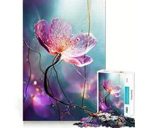 Puzzle da 1000 pezzi con fiore rosa traslucido e gocce d'acqua, incastro perfetto, gioco che stimola la mente, ideale per il relax e come decorazione natalizia da parete (38x52cm)
