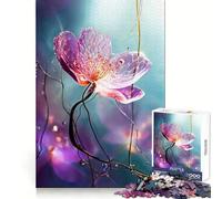 Puzzle da 1000 pezzi con fiore rosa traslucido e gocce d'acqua per adulti, ideale per allenare la concentrazione, per un divertimento tranquillo e per incastri precisi Regalo perfetto (50x75cm)