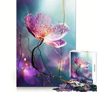 Puzzle da 1000 pezzi con fiore rosa traslucido e gocce d'acqua per ragazzi, ideale per esercitarsi nella logica, facile divertimento, bordi netti e un regalo significativo (38x26cm)