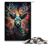 Puzzle da 1000 pezzi con fiori colorati e cervi. Divertente puzzle per la famiglia. Ottimo regalo per gli appassionati di anime. Regalo per adulti da 1000 pezzi.