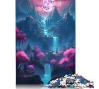 Puzzle da 1000 pezzi con fiori di ciliegio al neon e oasi, difficoltà alta, gioco educativo, giocattolo, regalo di Halloween, 1000 pezzi (38x26 cm)