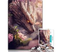 Puzzle da 1000 pezzi con fiori di ciliegio e drago per adolescenti sfida difficile contro lo stress per migliorare l'amore tra coppie (50x75cm)