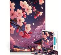 Puzzle da 1000 pezzi con fiori di ciliegio e lanterne giapponesi,incastro perfetto,attività artistiche,allenamento mentale,divertimento,relax,gioco,regalo di Natale rilassante (38x52cm)
