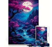 Puzzle da 1000 pezzi con fiori di ciliegio e luna, ideale per ragazzi, stimola la creatività, crea un piacevole passatempo, con bordi precisi e rappresenta un regalo di Natale perfetto (50x75cm)