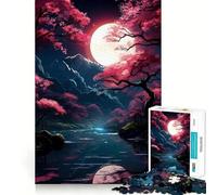 Puzzle da 1000 pezzi con fiori di ciliegio e luna,taglio premium,gioco creativo per stimolare la mente,momento di pace e divertimento,decorazione natalizia da parete (50x75cm)