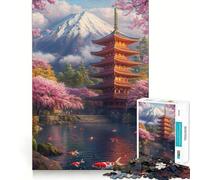 Puzzle da 1000 pezzi con fiori di ciliegio e pagodaGioco di squadra perfetto,attività per la mente,divertente e rilassante,ideale come regalo di Natale (38x26cm)