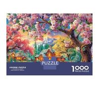Puzzle da 1000 pezzi con fiori di ciliegio, puzzle impossibile, perfetto per il relax, 100% cartone riciclato, decorazione da parete, 52 x 38 cm, 1000 pezzi