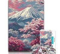 Puzzle da 1000 pezzi con fiori di ciliegio sul Monte Fuji per adolescenti, antistress per ammazzare il tempo in casa con poster abbinato e foglio di quiz (38x26cm)