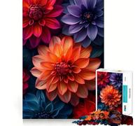Puzzle da 1000 pezzi con fiori di dalia multicolore per adulti, gioco di logica fine, divertimento silenzioso, bordi puliti, regalo memorabile (38x26cm)