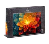 Puzzle da 1000 pezzi con fiori di luce, a forma di fiore astratto con centro caldo e sovrapposizioni luccicanti - potente motivo benessere per adulti - Qualità Made in Germany
