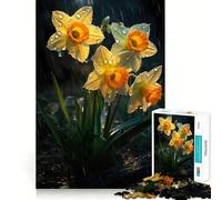 Puzzle da 1000 pezzi con fiori di narciso sotto la pioggia, ideale per ragazzi, gioco di logica, facile da usare, con bordi precisi, regalo perfetto per le festività (38x52cm)