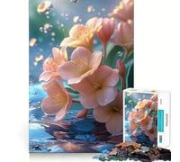 Puzzle da 1000 pezzi con fiori di pesco nell'acqua con bolle, ideale per ragazzi Un gioco divertente e rilassante, un'opera d'arte da collezione (38x52cm)