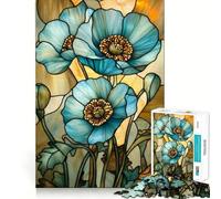 Puzzle da 1000 pezzi con fiori dorati e vetrate artistiche per adolescenti, gioco intelligente e rilassante, con schema di assemblaggio e lista dei desideri di Babbo Natale 38x26cm