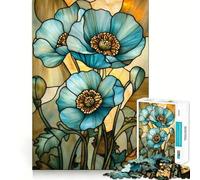 Puzzle da 1000 pezzi con fiori dorati e vetrate artistiche per ragazzi, stimola la memoria, rilassa e migliora la concentrazione Bordo preciso 50x75cm