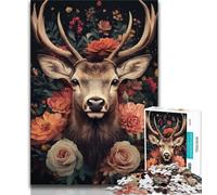 Puzzle da 1000 pezzi con fiori e cervi per adulti e adolescenti, giocattoli avvincenti per la decorazione della casa, stimola l'intelligenza cerebrale (50x75cm)