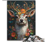 Puzzle da 1000 pezzi con fiori e cervi, per adulti, giocattolo di intelligenza per giochi al chiuso in famiglia (dimensioni 26x38cm)
