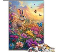 Puzzle da 1000 pezzi con fiori e conigli per adolescenti, adatto a persone dai 14 anni in su, idee regalo per la decorazione della casa (26x38cm)