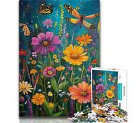 Puzzle da 1000 pezzi con fiori e farfalle dipinto a olio per adulti e adolescenti ideale come regalo per tutta la famiglia dai 14 anni in su (50x75cm)