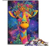 Puzzle da 1000 pezzi con fiori e giraffe, regalo per adolescenti, regalo di compleanno per trascorrere il tempo in casa, regali, arte murale per 14+ anni (50x75cm)