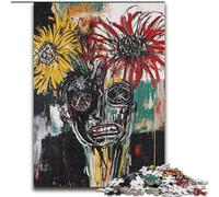 Puzzle da 1000 pezzi con fiori e teschi in stile Basquiat per adulti e ragazzi, collezione di giocattoli e giochi intellettuali, belle arti (26x38cm)
