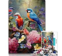 Puzzle da 1000 pezzi con fiori e uccelli, regalo per adulti, gioco per famiglie, antistress, sfida difficile, regali di Babbo Natale segreto, 50x75cm