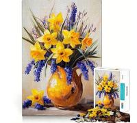 Puzzle da 1000 pezzi con fiori gialli in vaso per adolescenti,gioco di memoria e concentrazione,taglio di qualità professionale,attività rilassante di gruppo al chiuso (38x26cm)