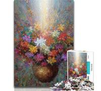 Puzzle da 1000 pezzi con fiori in un vaso dipinto, regalo per adolescenti, attività divertenti da svolgere a casa con assemblaggio di modelli, regalo di compleanno, regalo di viaggio (50x75cm)