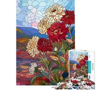 Puzzle da 1000 pezzi con fiori in vetro colorato sfida per l'intelligenza gioco avvincente per tutta la famiglia adatto anche alle coppie regalo artistico (dimensioni 38x26cm)