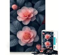 Puzzle da 1000 pezzi con fiori rosa e neri per adolescenti, ideale per migliorare la memoria, per un facile svago, con tagli precisi, perfetto per decorare la parete (38x26cm)