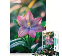 Puzzle da 1000 pezzi con fiori rosa e viola in primo piano, per adulti, gioco intelligente e divertente, bordi lisci, regalo per le feste (38x52cm)