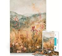 Puzzle da 1000 pezzi con fiori selvatici ad acquerello in autunno per ragazzi,divertente da giocare,ad incastro perfetto,senza spazi vuoti,ideale per una serata in famiglia (50x75cm)