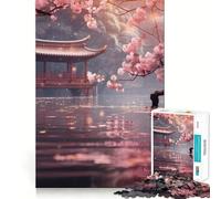 Puzzle da 1000 pezzi con fiume di ciliegi in fiore,gioco di precisione e divertente per stimolare la mente,ideale per momenti di relax e come regalo di Natale (38x26cm)
