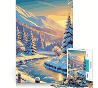 Puzzle da 1000 pezzi con fiume e montagna innevata per adulti, rompicapo per la casa, tempo libero, assemblaggio di immagini, regalo di compleanno (38x52cm)
