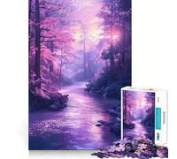 Puzzle da 1000 pezzi con fiume nella foresta dai colori pastello per adolescenti Un giocattolo divertente e rilassante, un'opera d'arte dai contorni netti, da collezione (38x26cm)