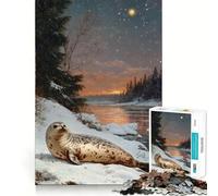 Puzzle da 1000 pezzi con foca in un paesaggio invernale, ideale per adolescenti Migliora la memoria, rilassa e crea un'atmosfera magica Regalo creativo (38x26cm)