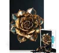 Puzzle da 1000 pezzi con foglie d'oro e piante grasse, ideale per adolescenti, gioco di logica, antistress, taglio preciso, regalo artistico 38x52cm